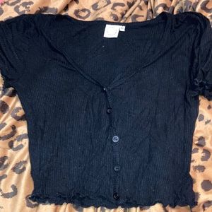 Black low cut buttoned shirt